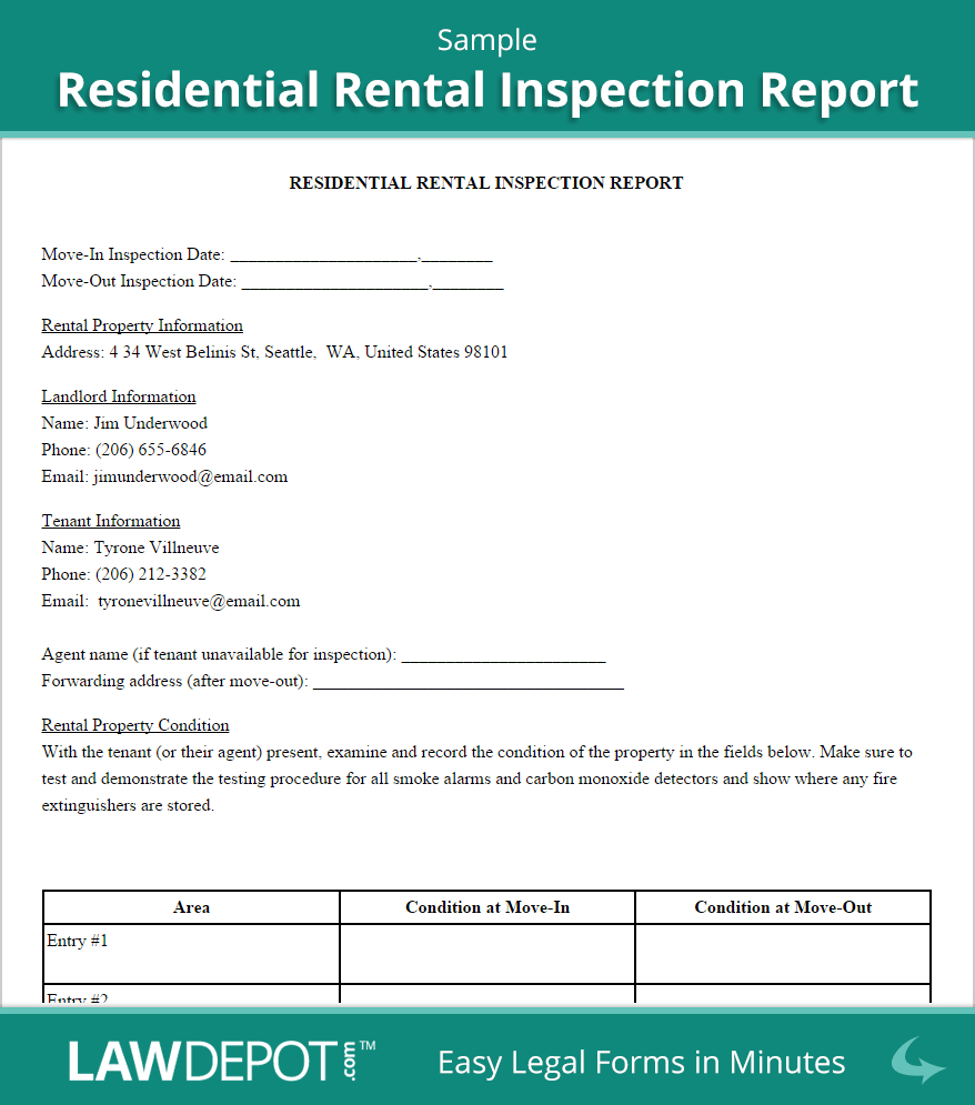 Rental Inspection Report | Property Inspection Checklist Intended For Home Inspection Report Template Free