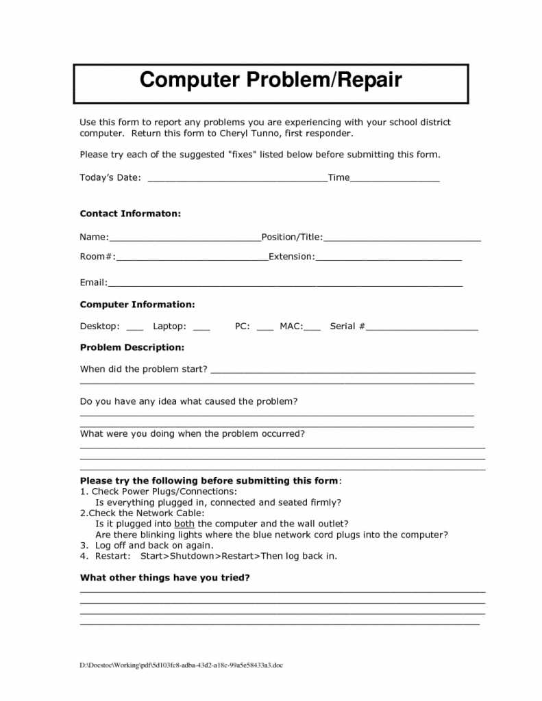 Repair Report Template – Calep.midnightpig.co For Equipment Fault Report Template