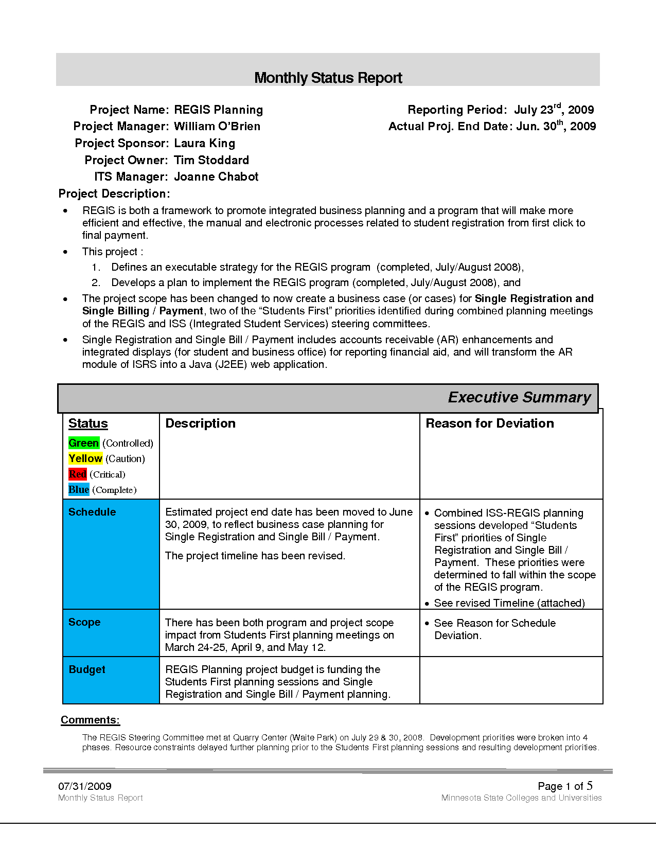Replacethis] Business Monthly Status Report Template Example For Monthly Status Report Template