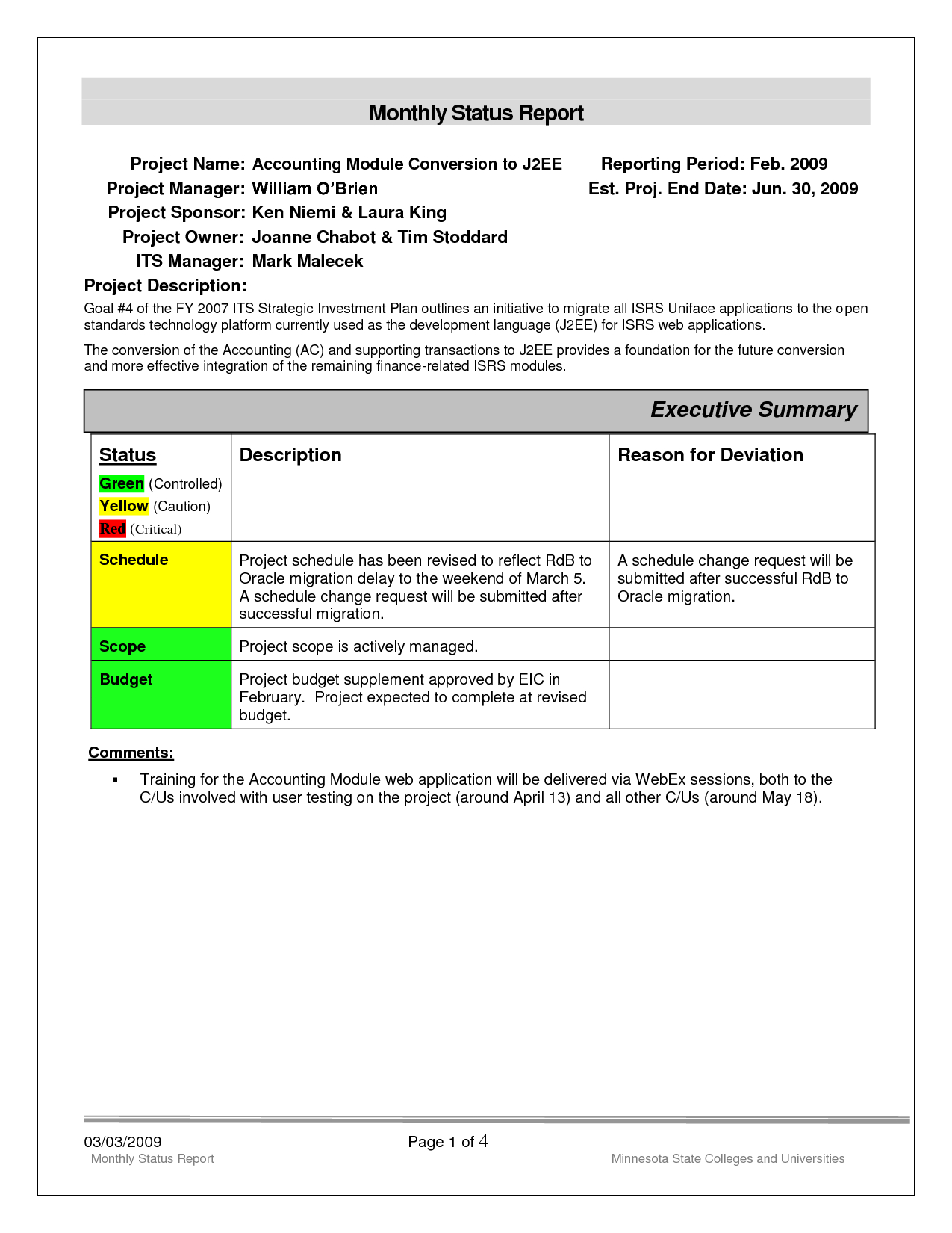 Replacethis] Monthly Status Report Template Format And Inside Project Monthly Status Report Template