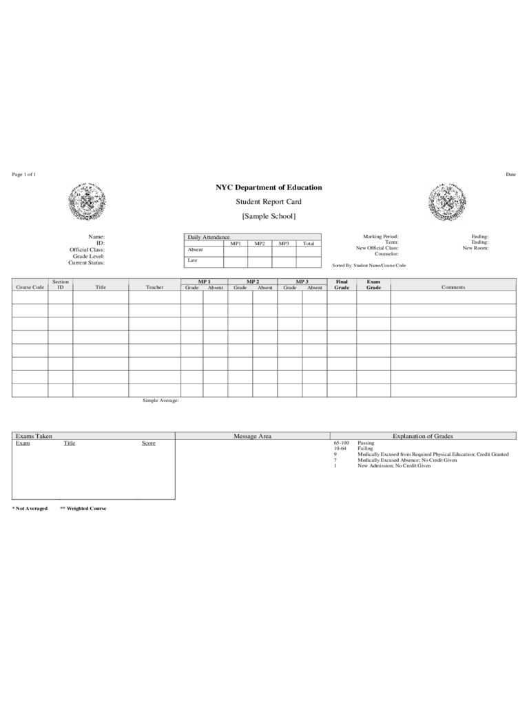 Report Card Template – 3 Free Templates In Pdf, Word, Excel In Report Card Template Pdf