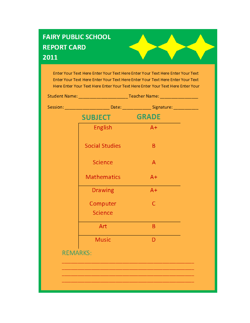 Report Card Template With Regard To Report Card Format Template