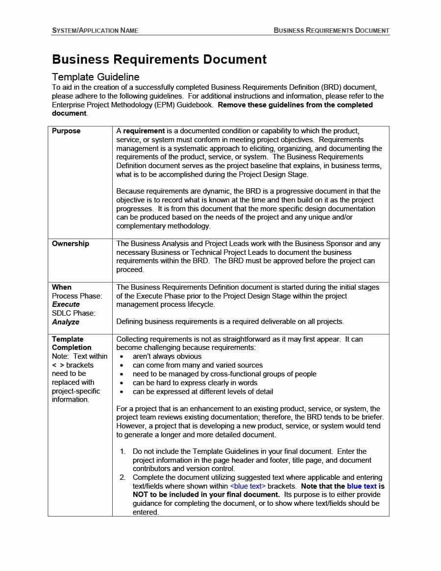 Requirements Document Template - Calep.midnightpig.co With Regard To Product Requirements Document Template Word