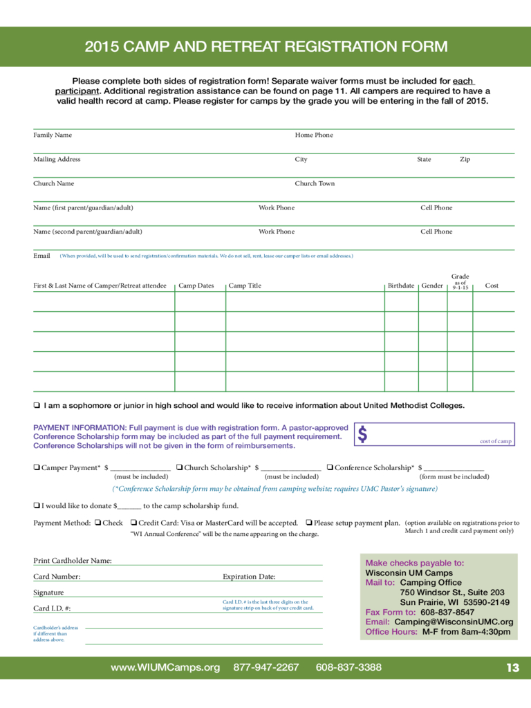 Retreat Registration Form – 2 Free Templates In Pdf, Word With Camp Registration Form Template Word