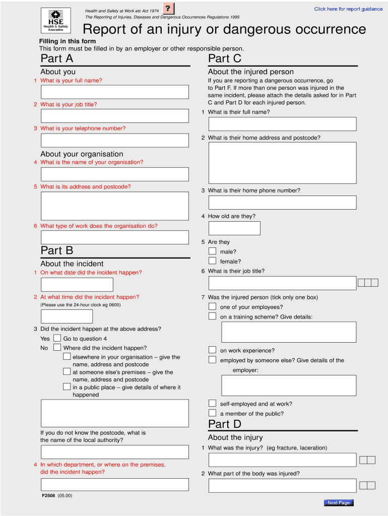 Riddor Form – Fill Online, Printable, Fillable, Blank Regarding Health And Safety Incident Report Form Template