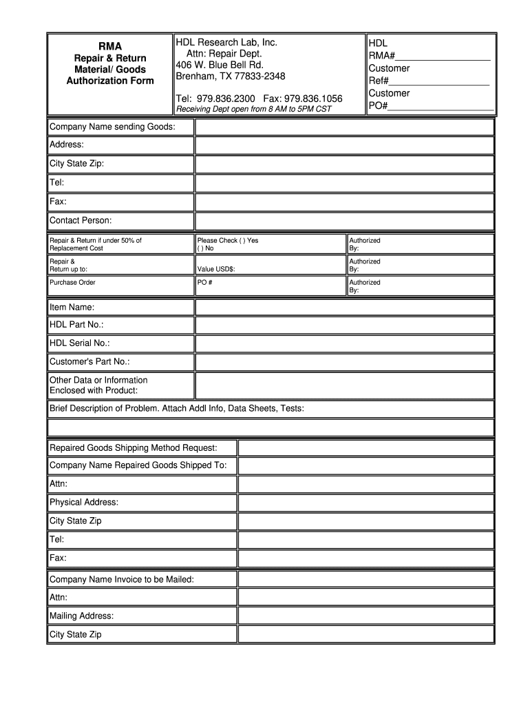 Rma Form Template – Fill Out And Sign Printable Pdf Template | Signnow Pertaining To Rma Report Template
