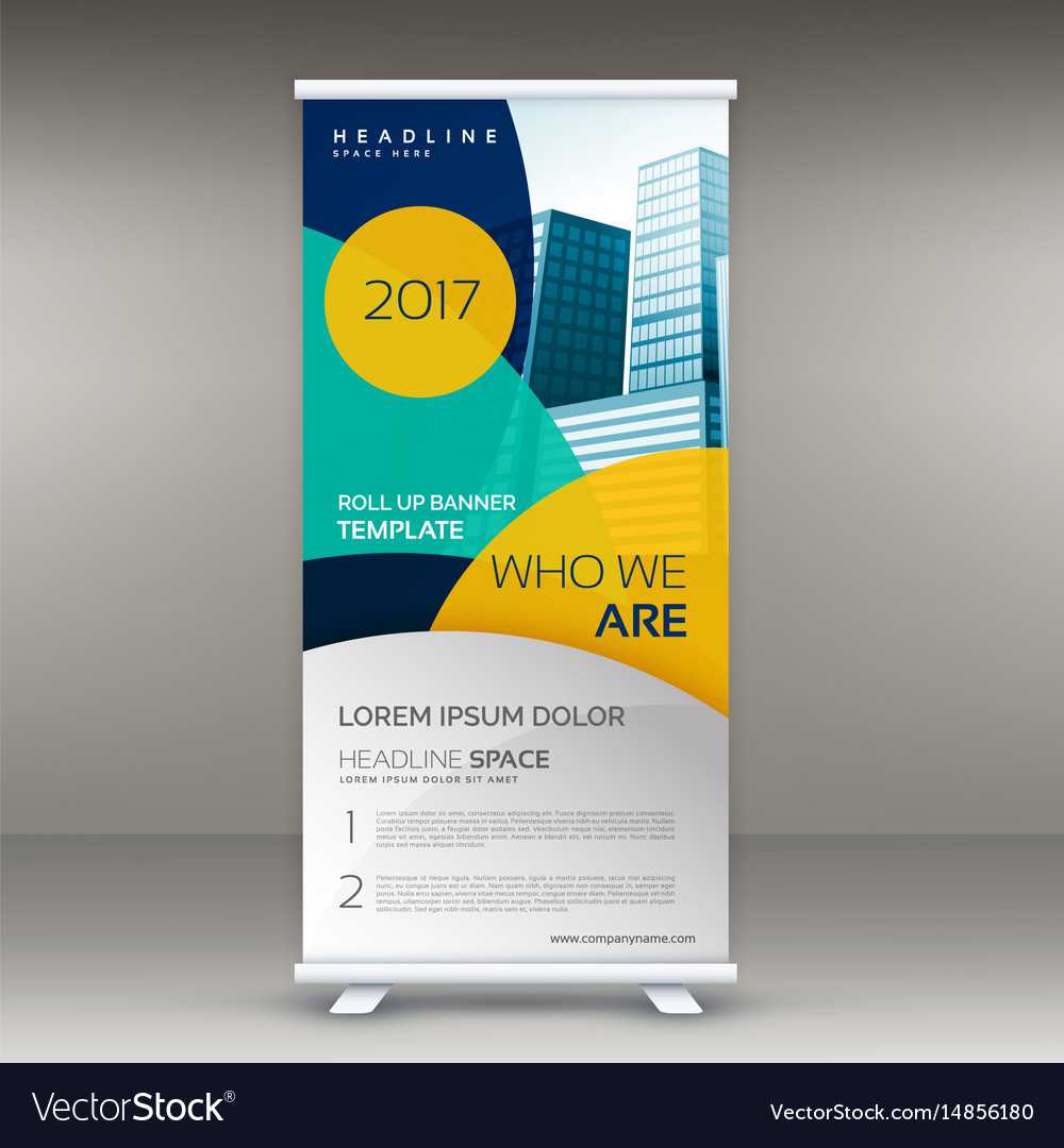 Roll Up Banner Design Template With Modern Shapes Intended For Pop Up Banner Design Template