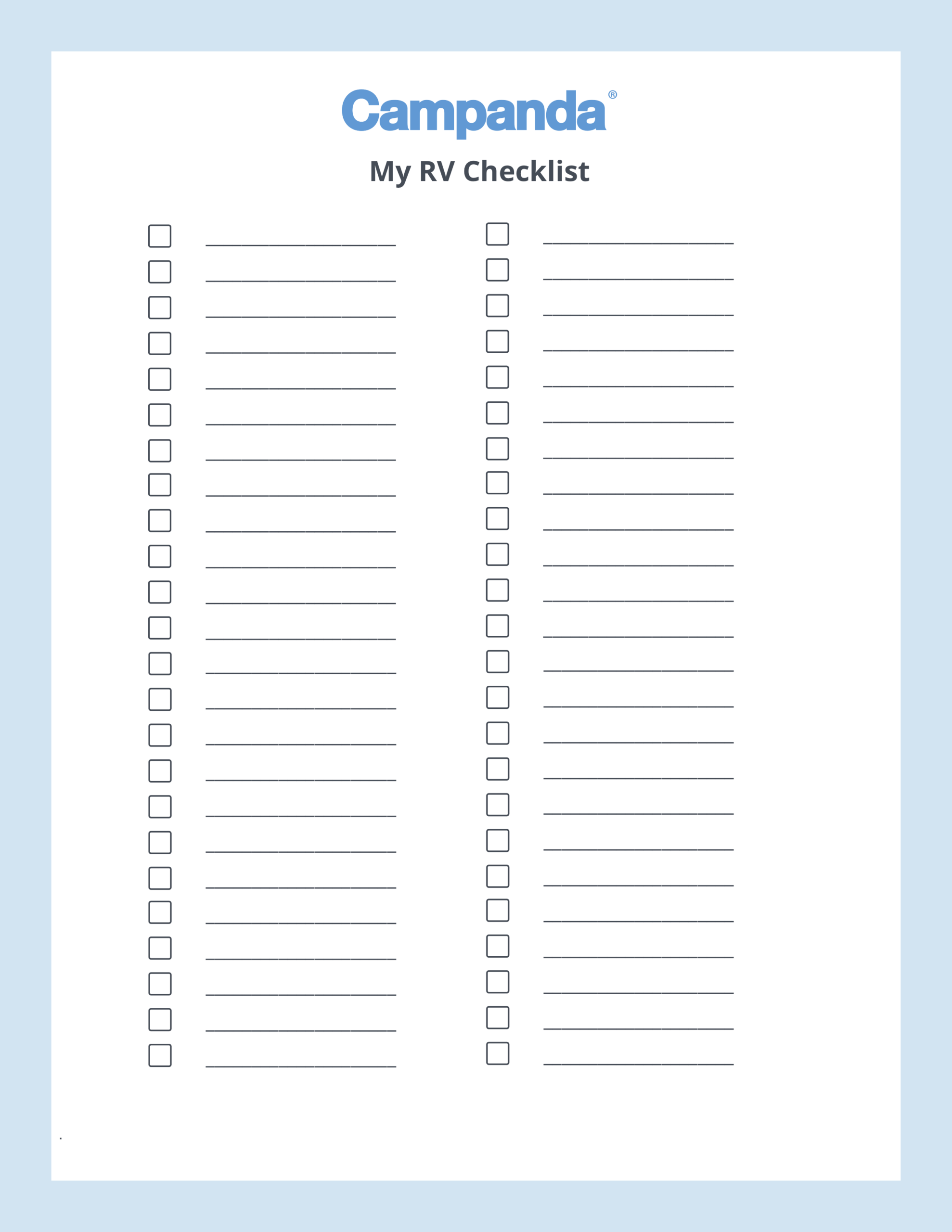 Rv Checklists: 6 Printable Packing Lists | Campanda For Blank Packing List Template