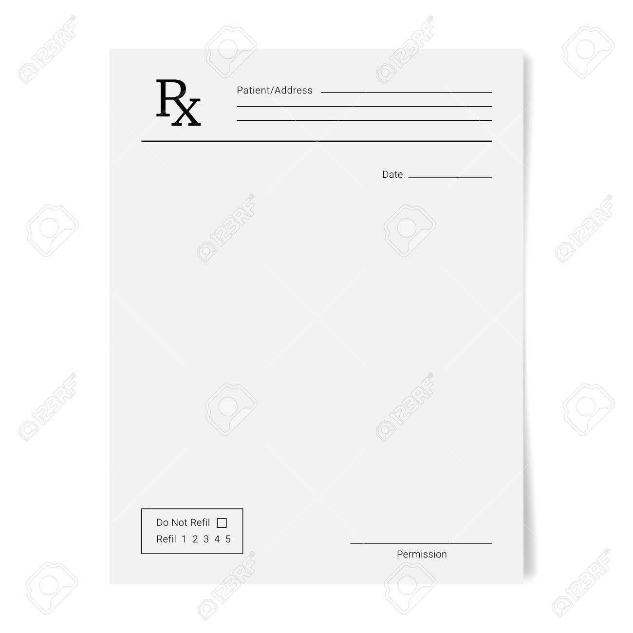 Rx Pad Template. Medical Regular Prescription Form For Blank Prescription Form Template