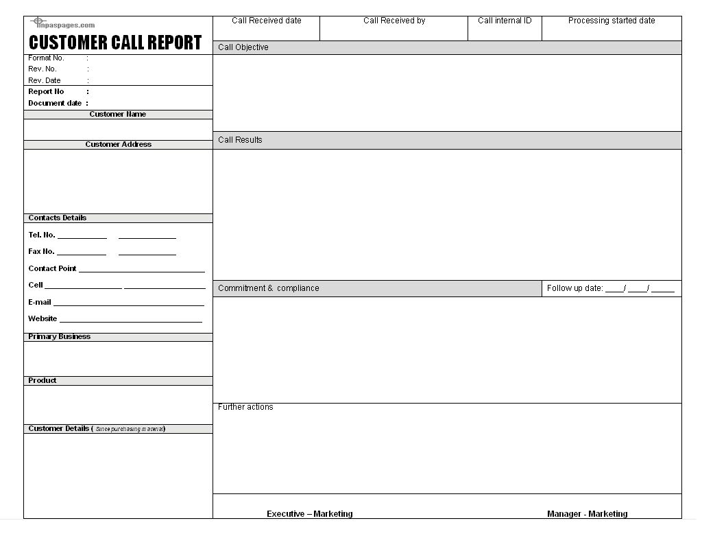 Sales Call Report Templates - Word Excel Fomats With Regard To Sales Call Report Template