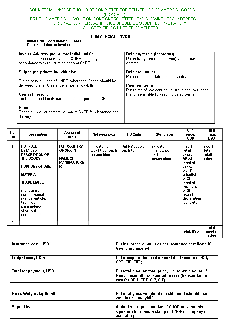 Sample Commercial Invoice Word | Templates At Regarding Commercial Invoice Template Word Doc