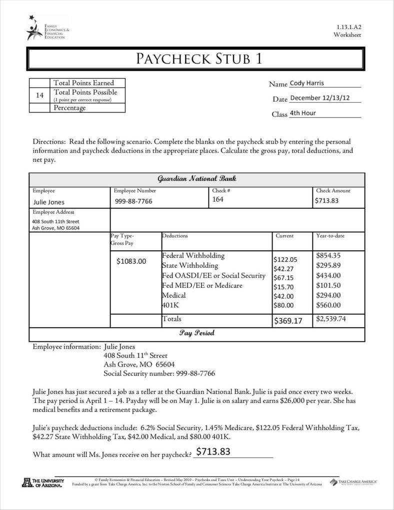 Sample Of Pay Stub Template Free – Calep.midnightpig.co With Blank Pay Stub Template Word