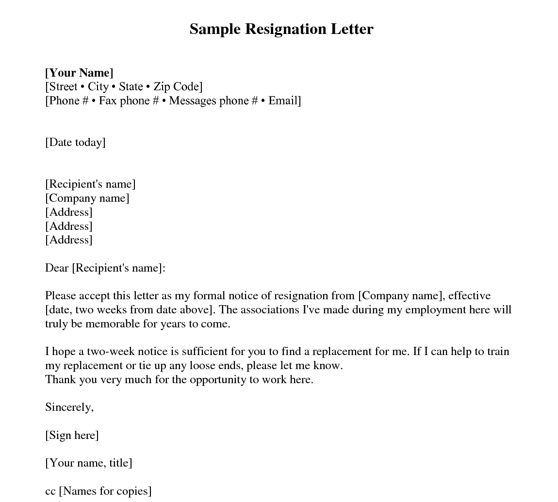 Sample Resignation Letter 2 Weeks Notice – Every Last Pertaining To Two Week Notice Template Word