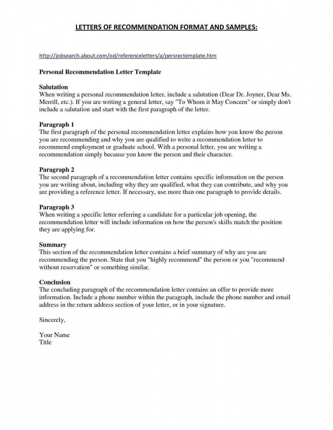 Sample Template For Letter Of Recommendation Collection Regarding Recommendation Report Template