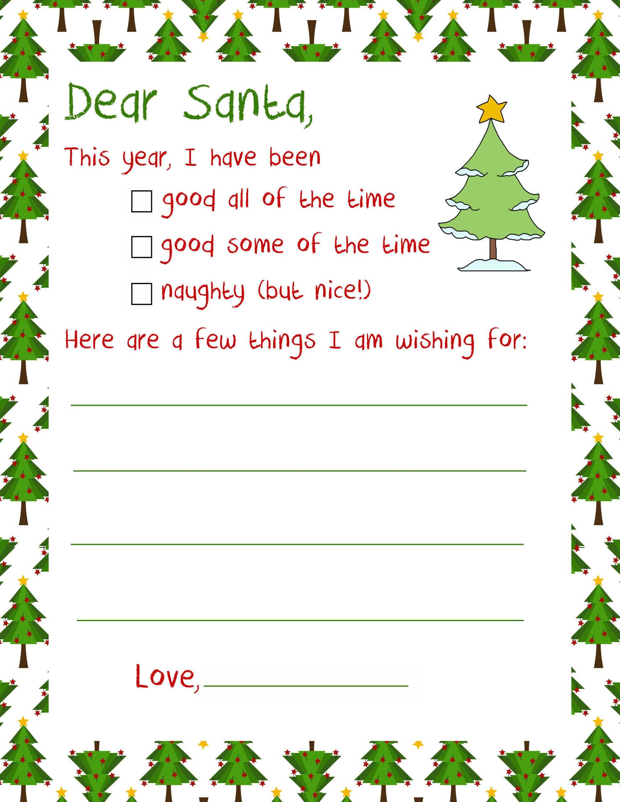 Santa Christmas Letter – Letter To Santa With Letter From Santa Template Word