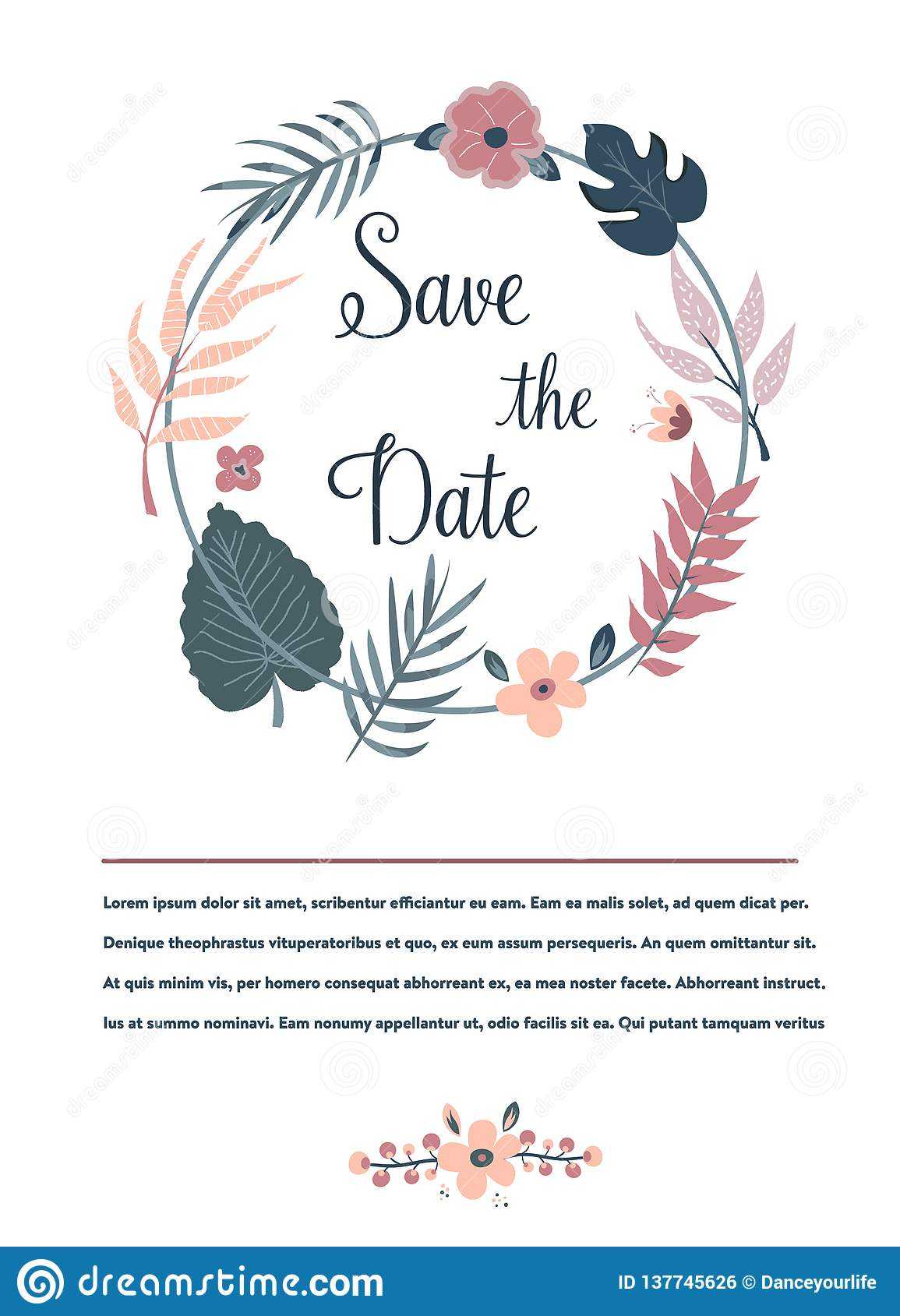 Save The Date Banner, Invitation With Foliage Stock Vector With Regard To Save The Date Banner Template