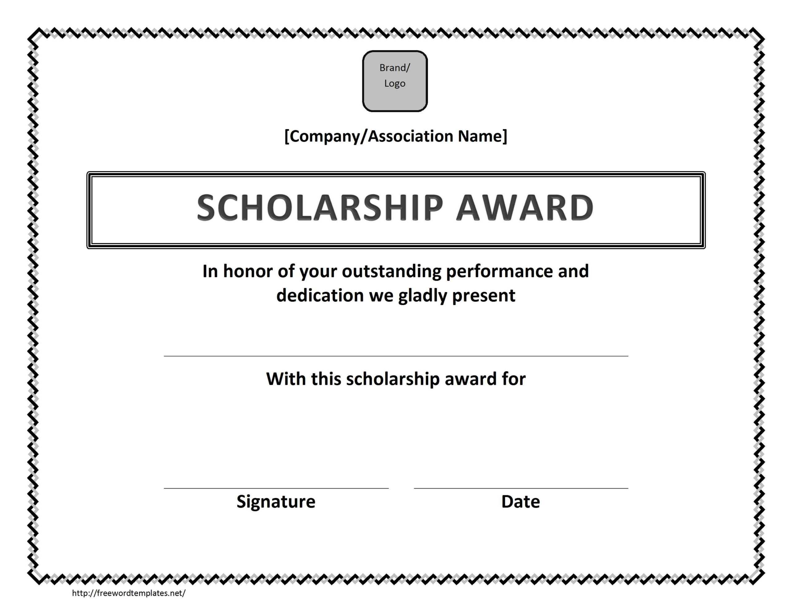 Scholarship Award Certificate Template Regarding Blank Award Certificate Templates Word
