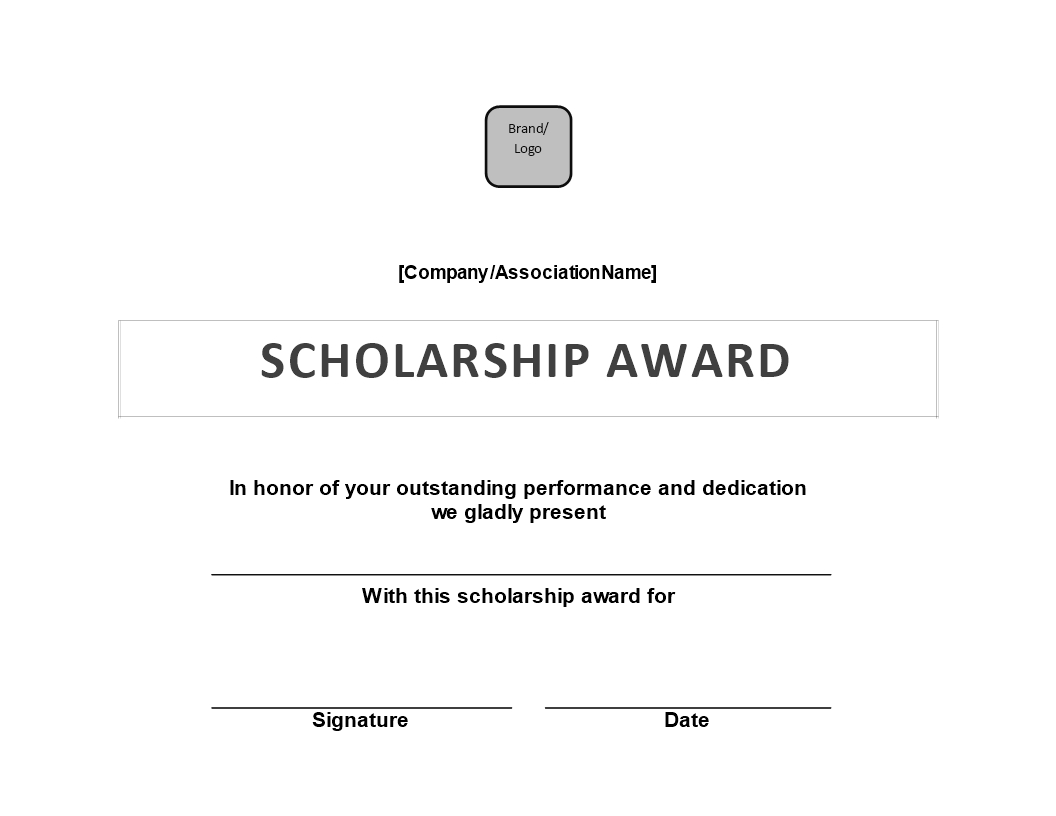 Scholarship Award Certificate | Templates At Throughout Training Certificate Template Word Format