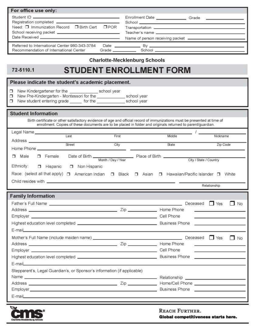 School Enrollment Form Template – Calep.midnightpig.co Regarding School Registration Form Template Word