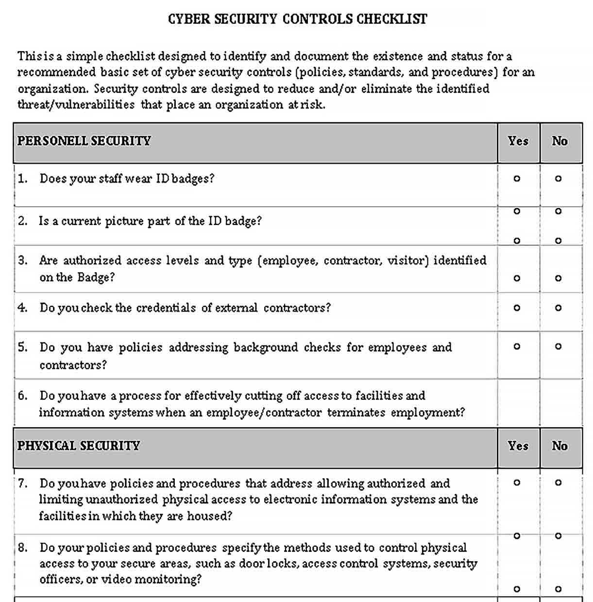 Security Assessment Checklist Template | Bcjournal Inside Physical Security Risk Assessment Report Template