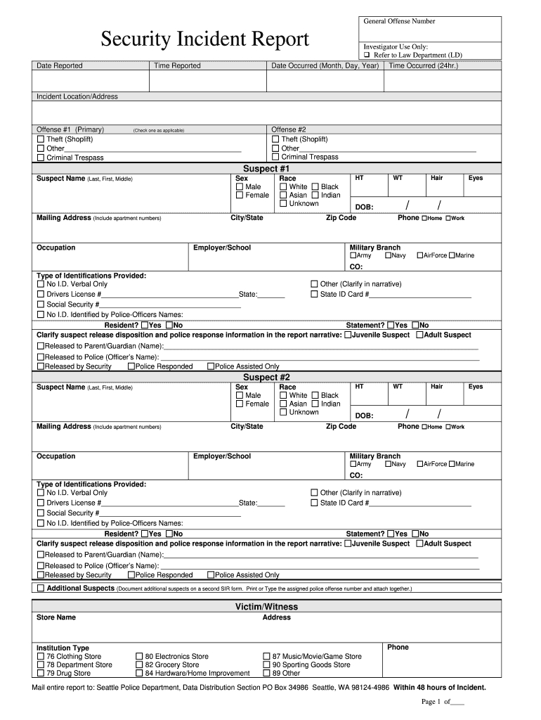 Security Guard Incident Report Pdf – Fill Out And Sign Printable Pdf  Template | Signnow For School Incident Report Template