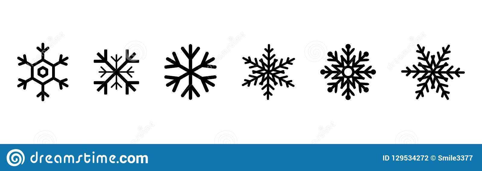 Set Of Black Snowflakes Icons. Black Snowflake. Snowflakes In Blank Snowflake Template