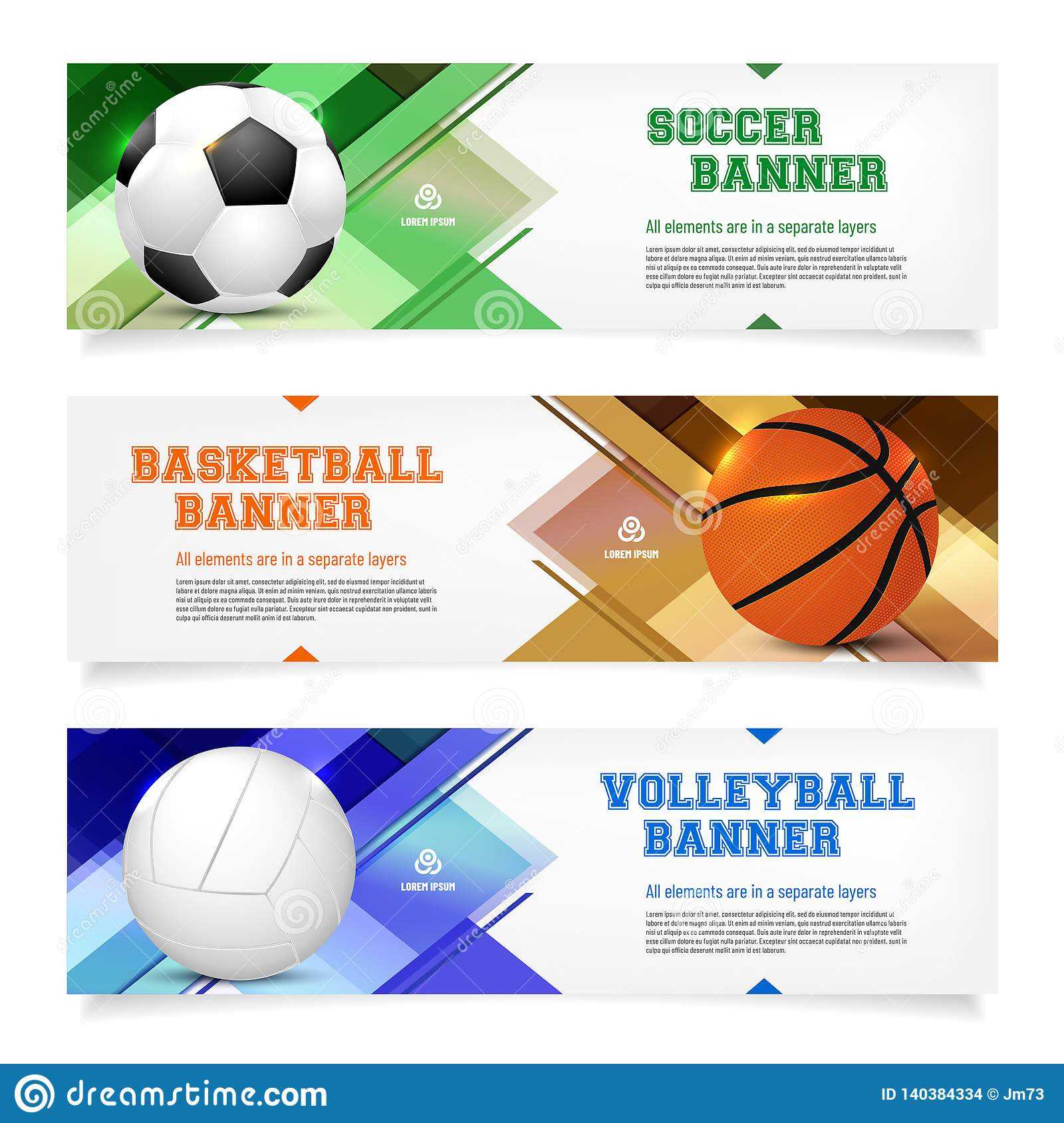 Set Of Sport Banner Templates With Ball And Sample Text Intended For Sports Banner Templates