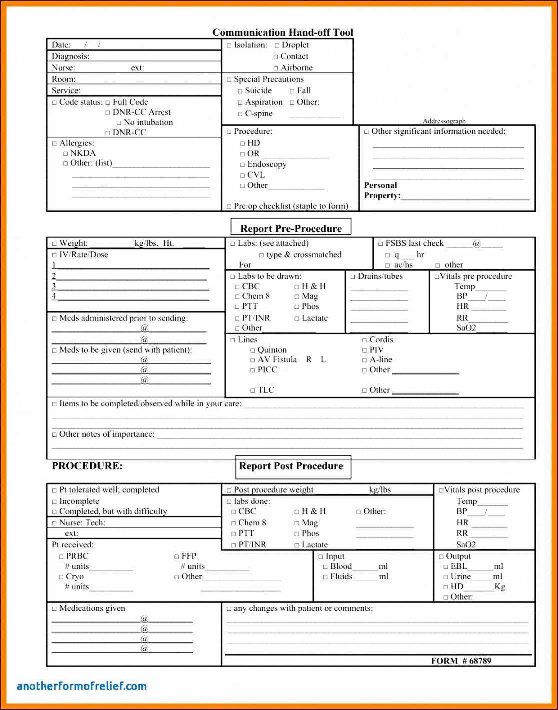 Shift Change Report Template For Nursing Shift Report Template
