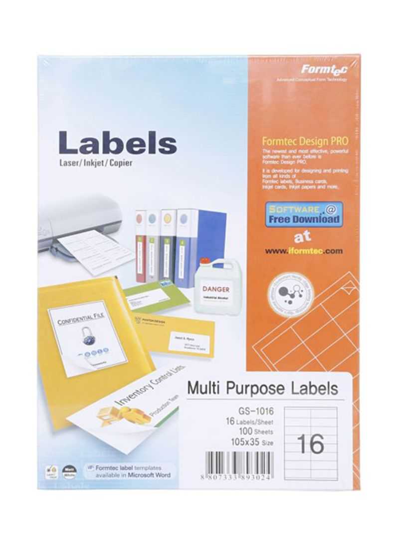 Shop Formtec 100 Sheets Label Per Sheet Box (16 Labels Per Sheet) Online In  Dubai, Abu Dhabi And All Uae Intended For Word Label Template 16 Per Sheet A4