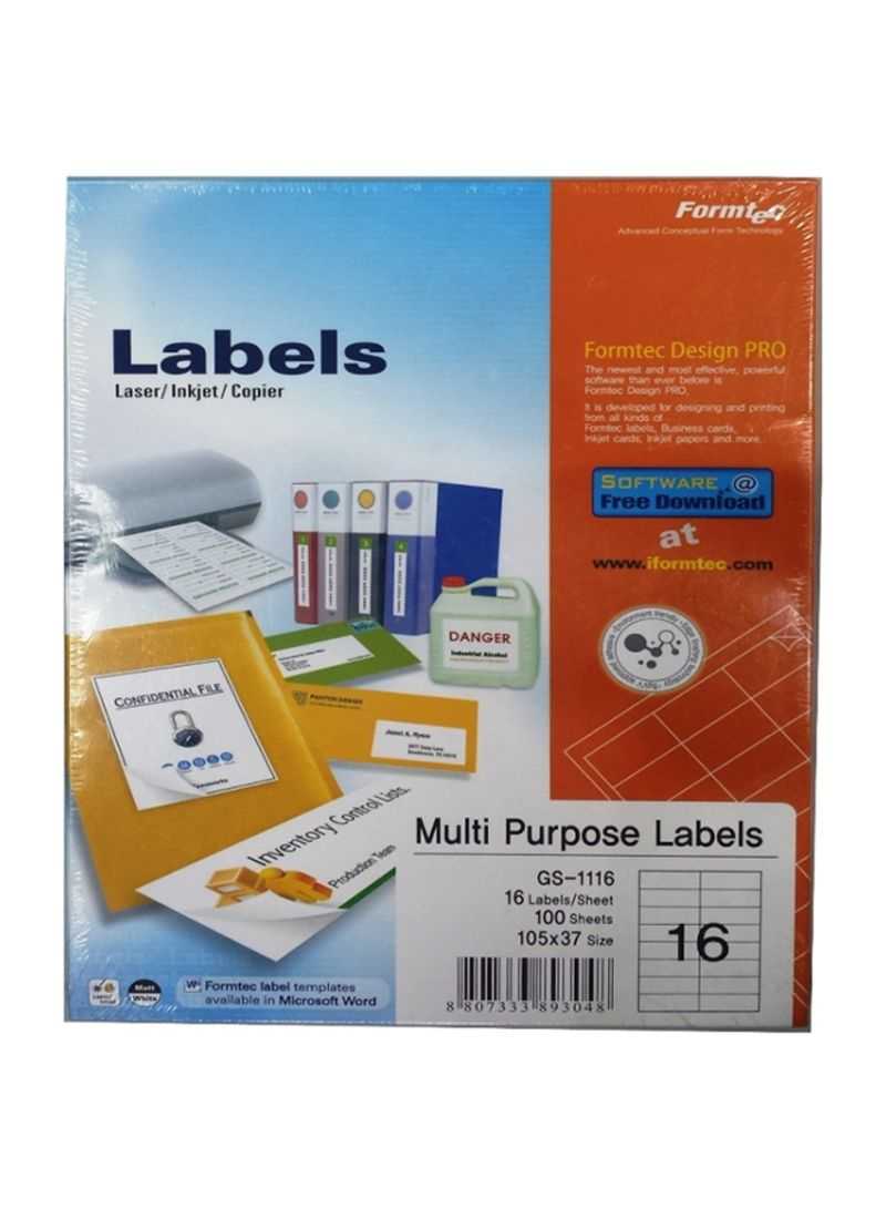 Shop Formtec 100 Sheets Label Per Sheet Box (16 Labels Per Sheet) Online In  Riyadh, Jeddah And All Ksa Intended For Word Label Template 16 Per Sheet A4