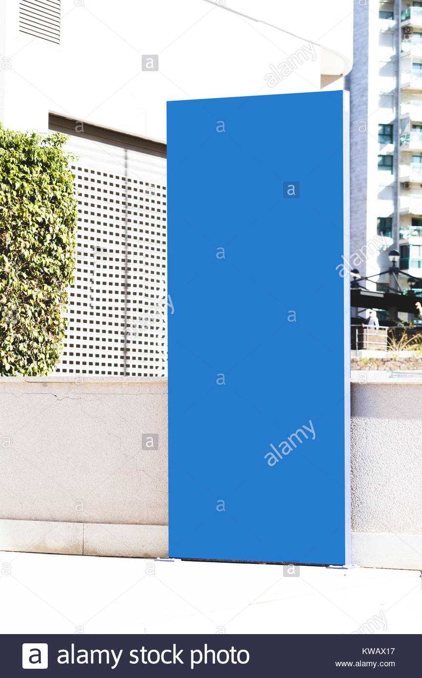 Signboard Stand Mock Up. Big Blue Banner Template In The Regarding Street Banner Template