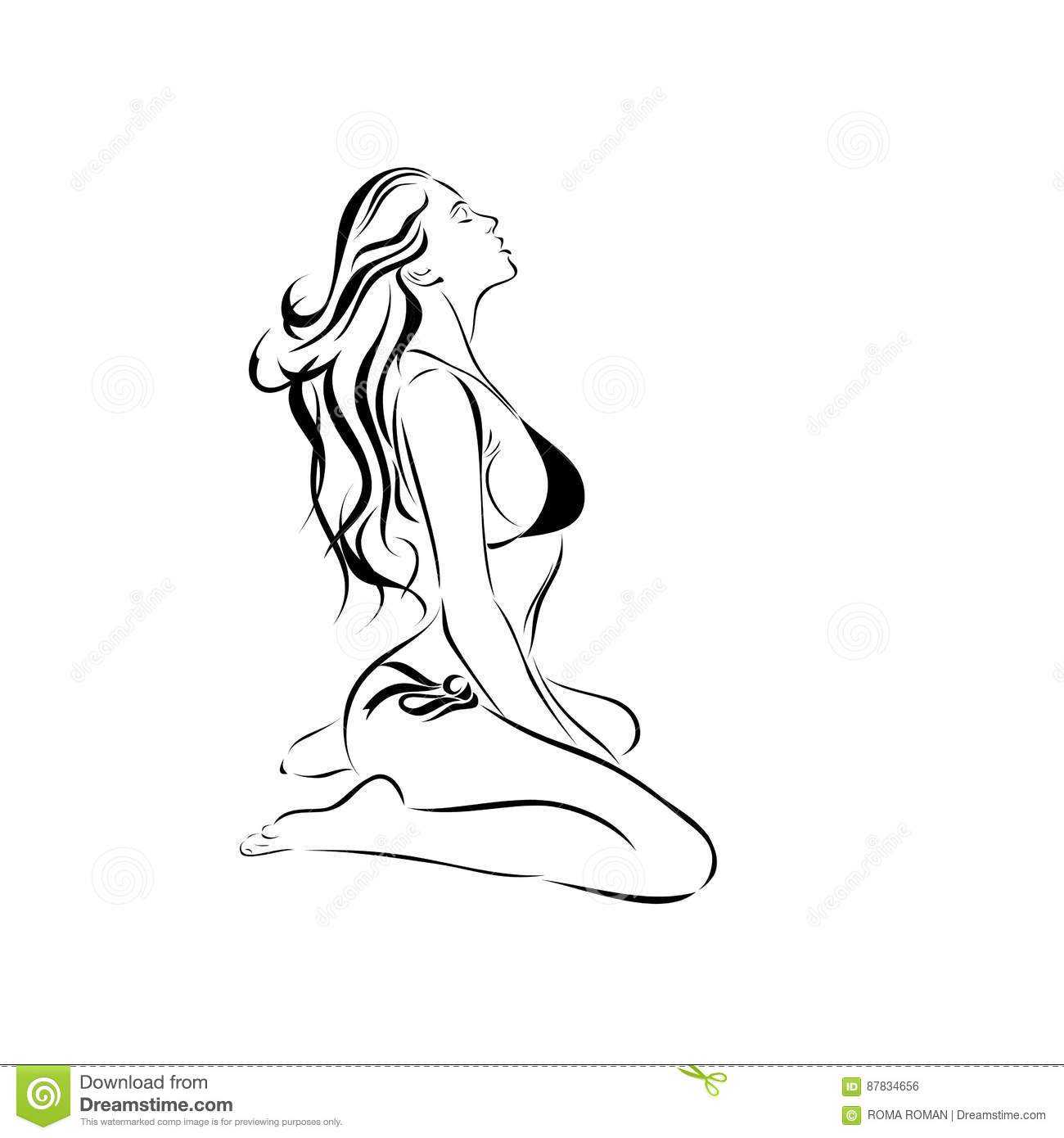 Silhouette Of A Girl Attractive Figure Slender Female Body Within Blank Model Sketch Template