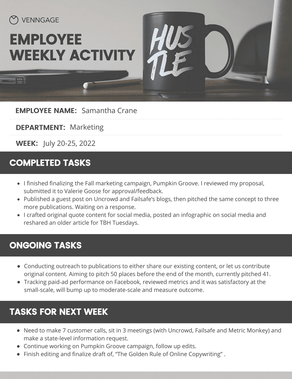 Simple Employee Weekly Report In Wrap Up Report Template