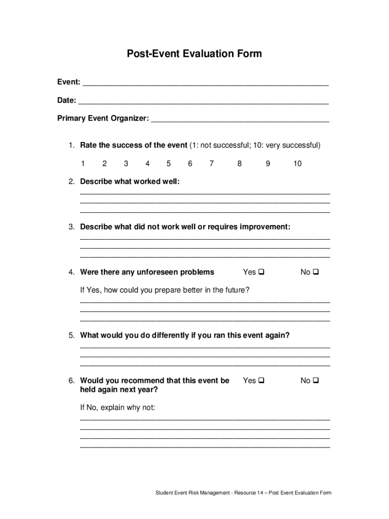 Simple Evaluation Forms - Calep.midnightpig.co Regarding Post Event Evaluation Report Template