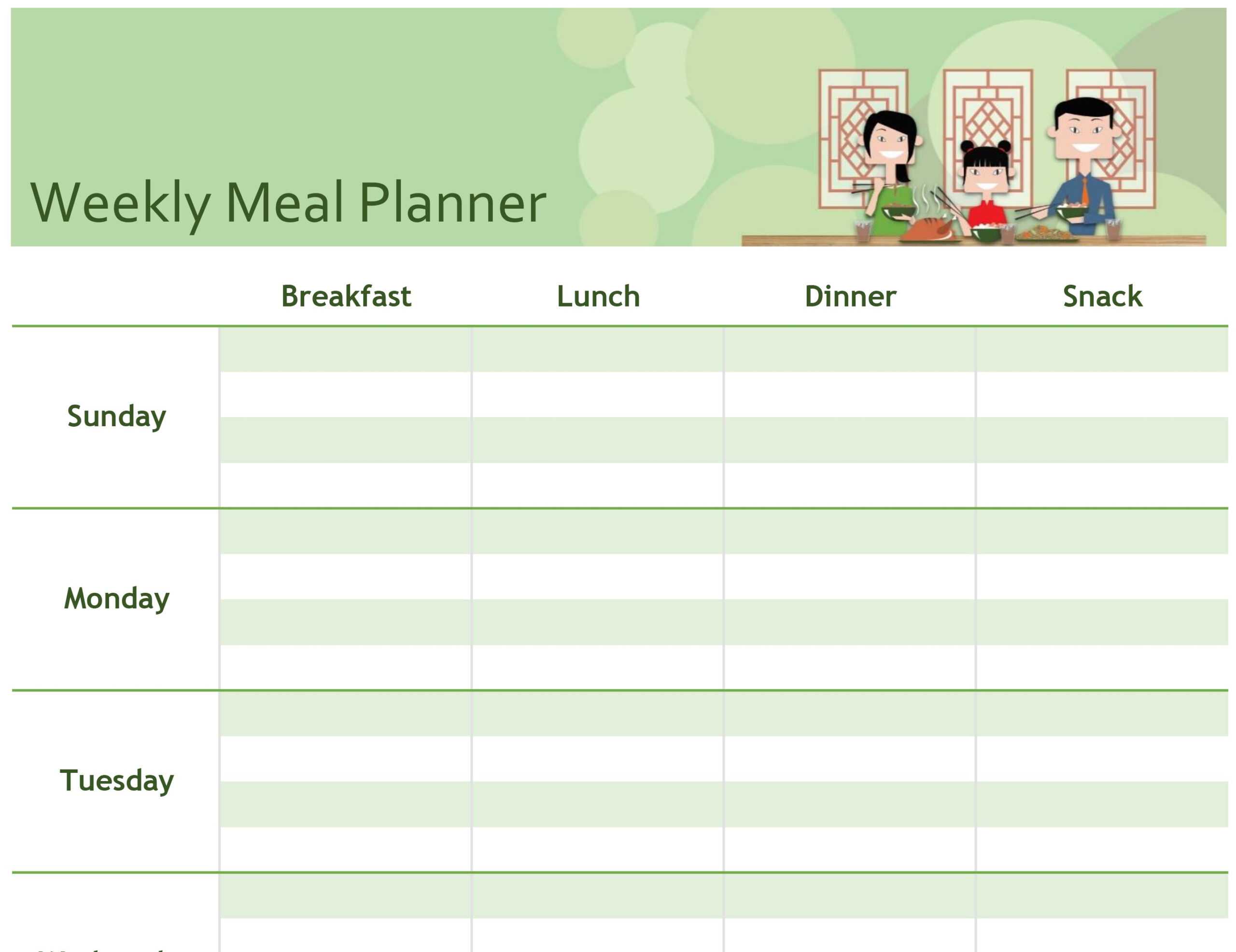 Simple Meal Planner Intended For Weekly Meal Planner Template Word
