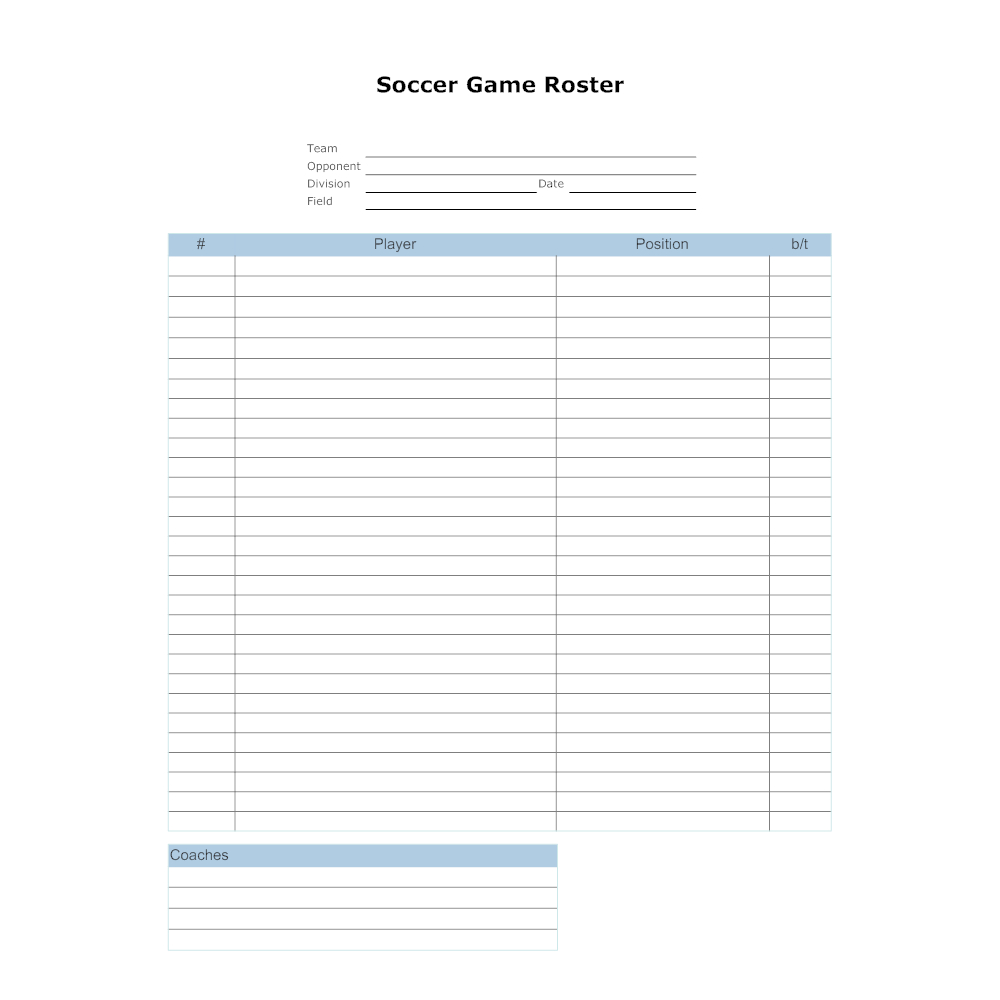 Soccer Roster Template – Dalep.midnightpig.co Pertaining To Blank Football Depth Chart Template