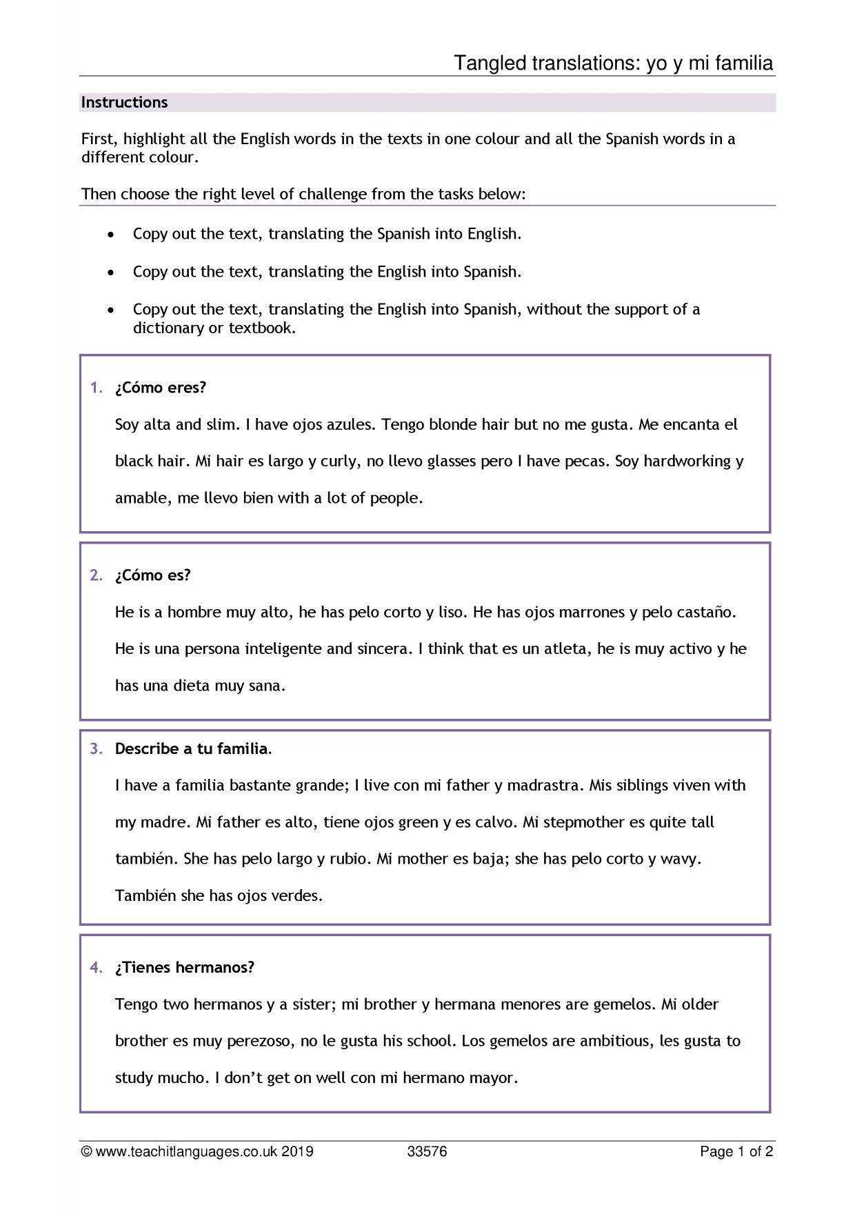 Spanish Language Teaching Resources – Teachit Languages With Book Report Template In Spanish