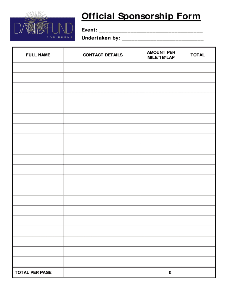 Sponsorship Forms Template - Calep.midnightpig.co Throughout Blank Sponsorship Form Template