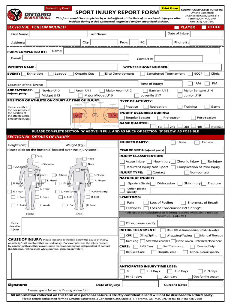 Sports Injury Report Form – Fill Out And Sign Printable Pdf Template |  Signnow For Injury Report Form Template