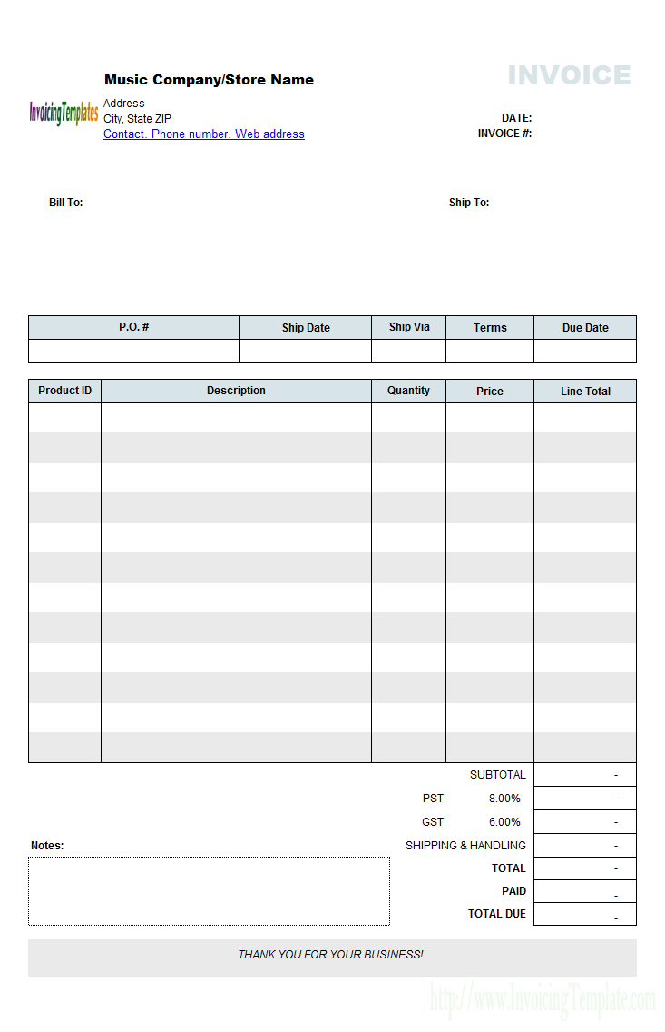 Spreadsheet Excel Invoice Template Tracking File Format In Blank Sheet Music Template For Word