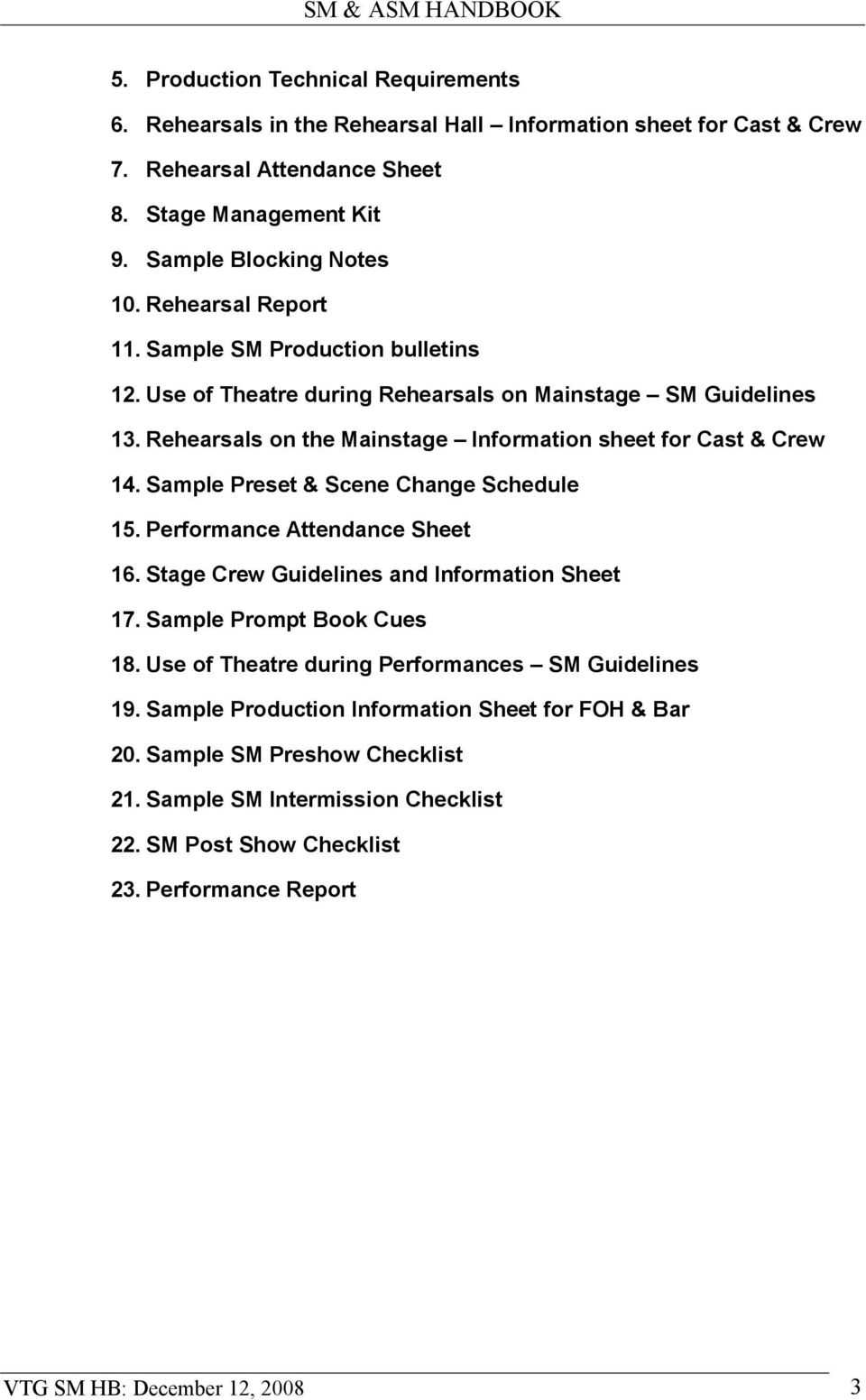 Stage Manager & Assistant Stage Manager Handbook – Pdf Free With Rehearsal Report Template