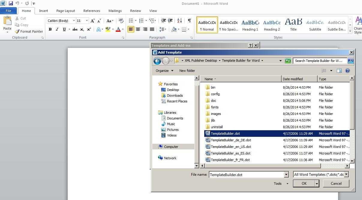 Steps To Enable Bi Publisher Add In Menu In Microsoft Office Regarding Word 2010 Templates And Add Ins