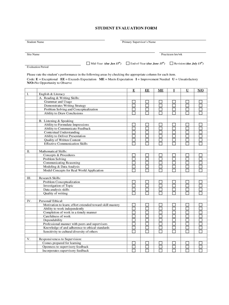 Student Evaluation Form – 3 Free Templates In Pdf, Word With Regard To Student Feedback Form Template Word