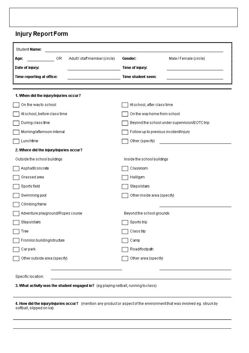 Student Injury Incident Report | Templates At Inside School Incident Report Template
