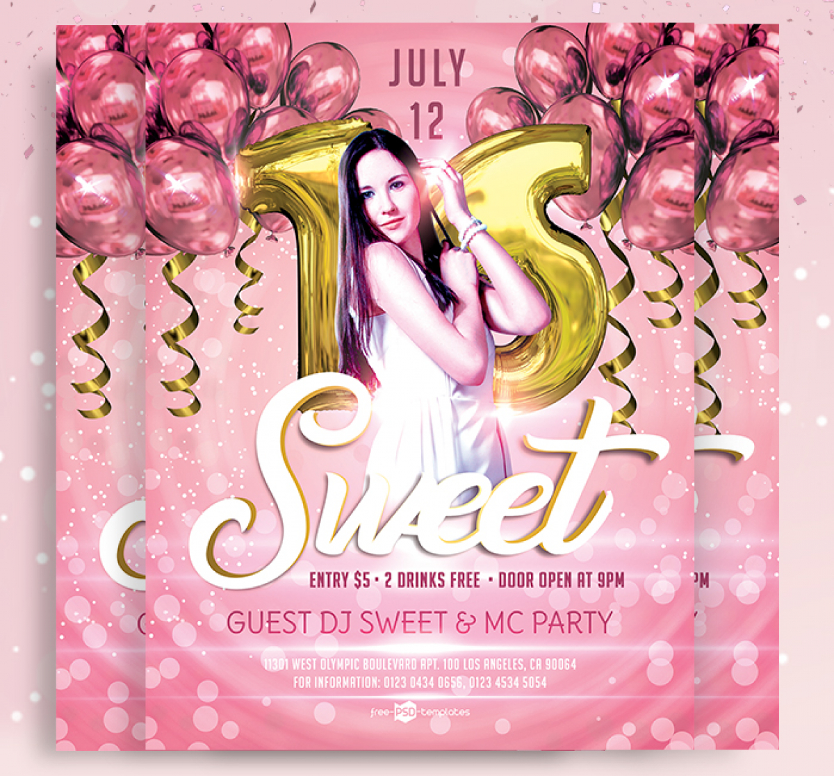 Sweet 16 Birthday Party Flyer Psd Template – Mockup Free With Regard To Sweet 16 Banner Template
