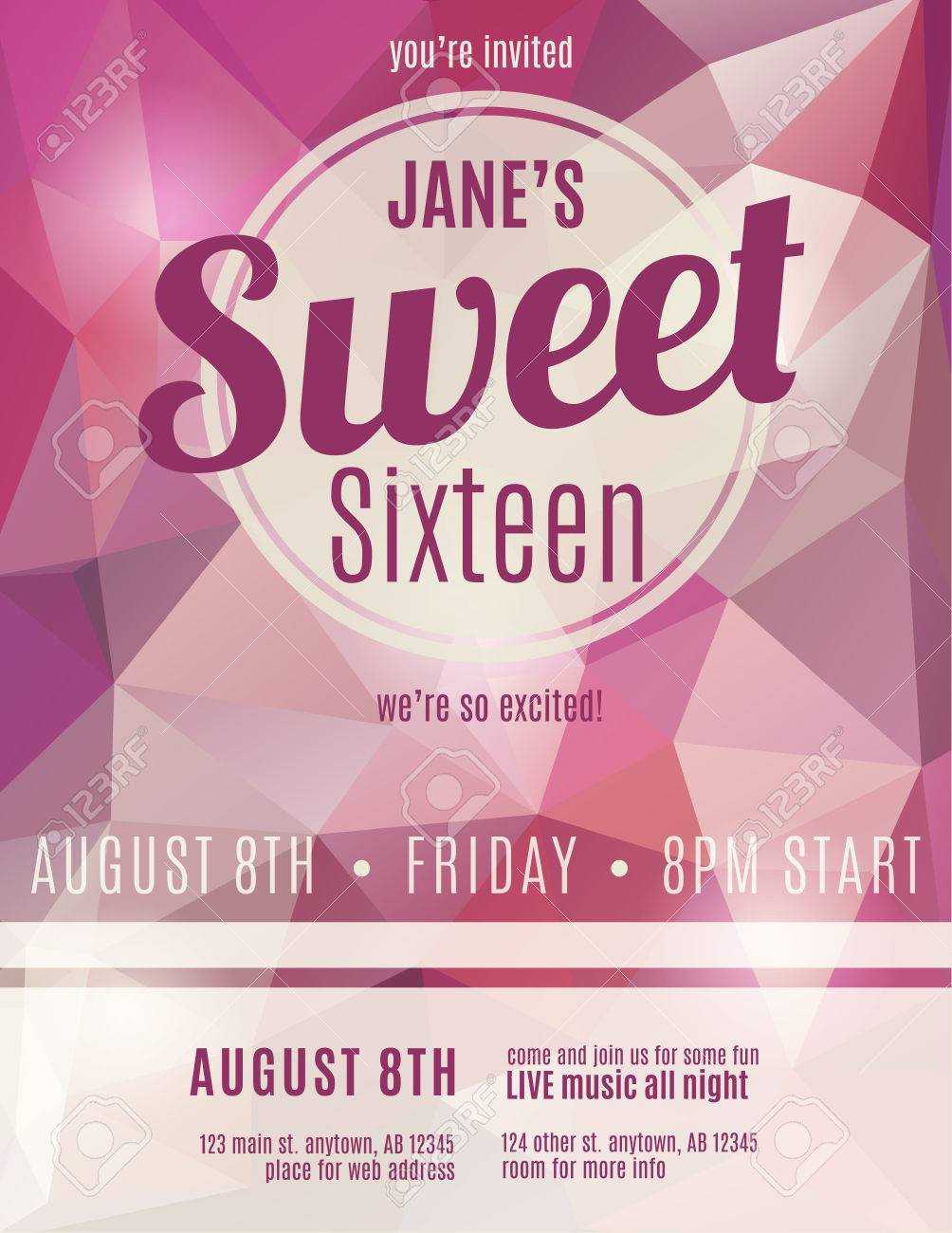 Sweet Sixteen Party Invitation Flyer Template Design Inside Sweet 16 Banner Template