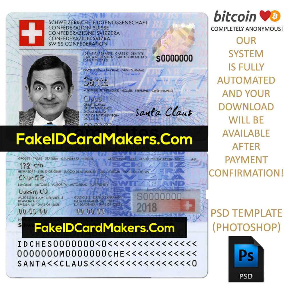 Switzerland Id Card Template Psd Editable Fake Download Inside Blank Social Security Card Template Download