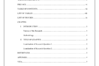 Table Of Contents - Thesis And Dissertation - Research throughout Report Content Page Template