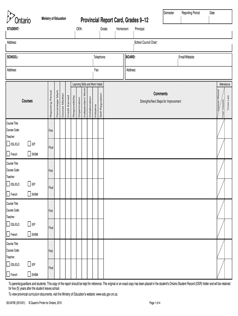 Tdsb Report Card Pdf - Fill Online, Printable, Fillable With Regard To Report Card Template Pdf