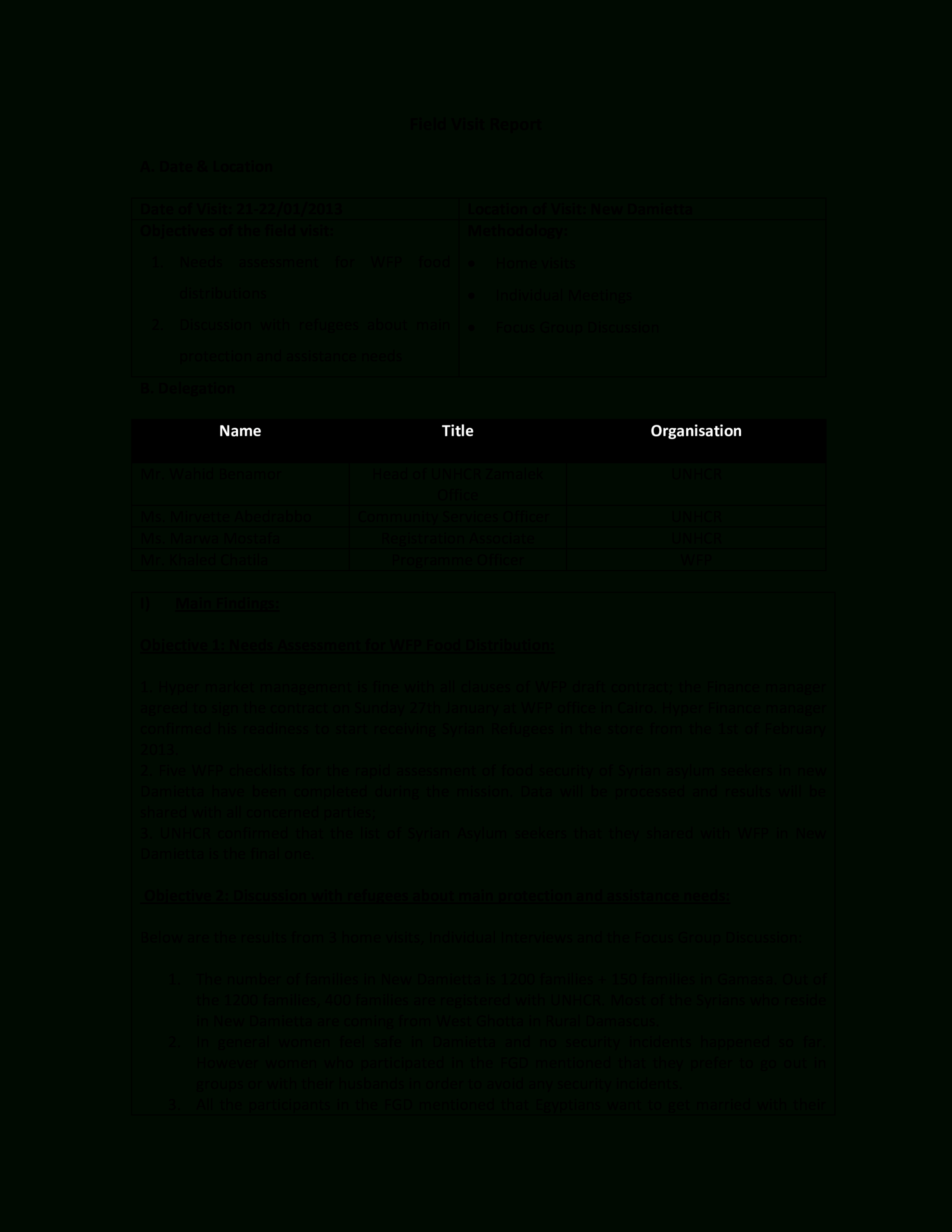 Télécharger Gratuit Field Visit Report Within Focus Group Discussion Report Template